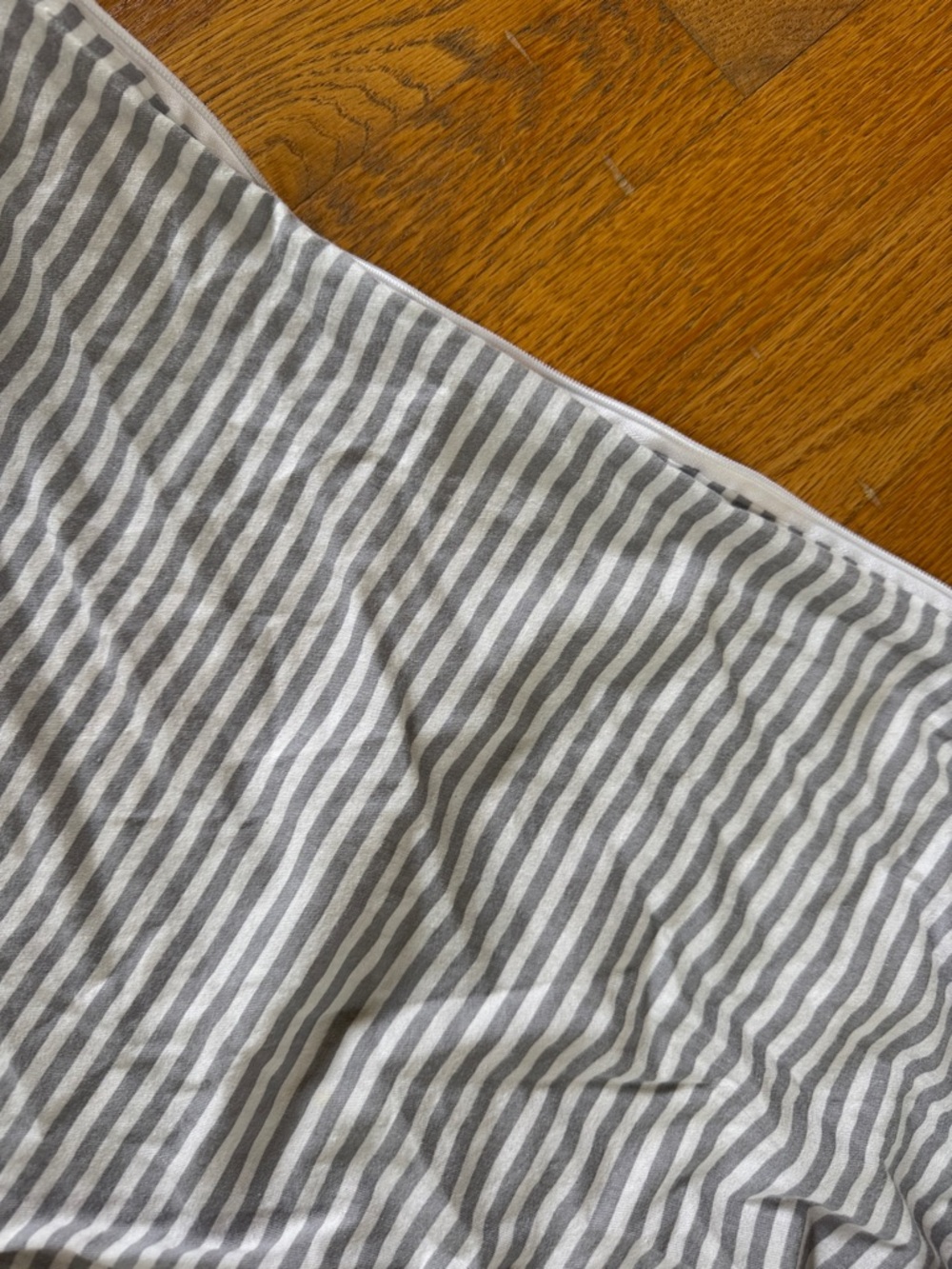 Striped Gray & White, King Duvet with Zipper.
